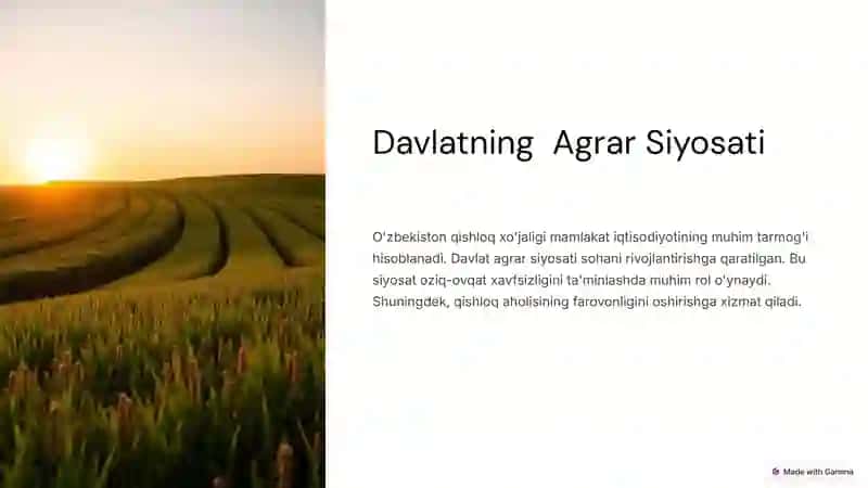 Agrar Siyosatning Asosiy Yo'nalishlari 2