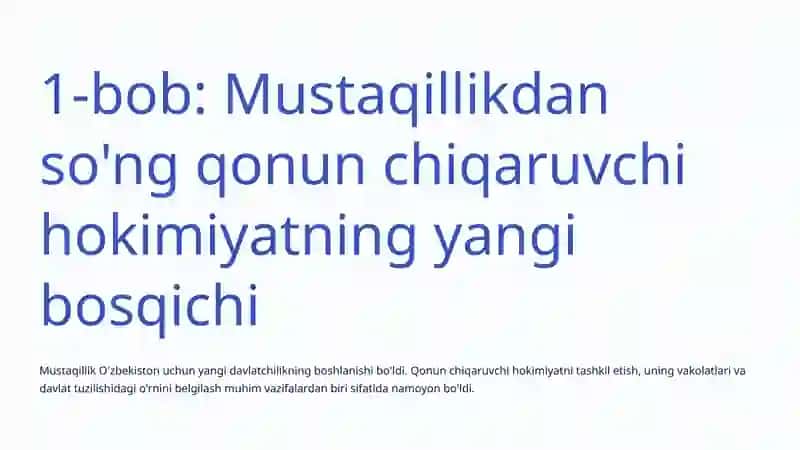 O'zbekiston qonun chiqaruvchi hokimiyati 2