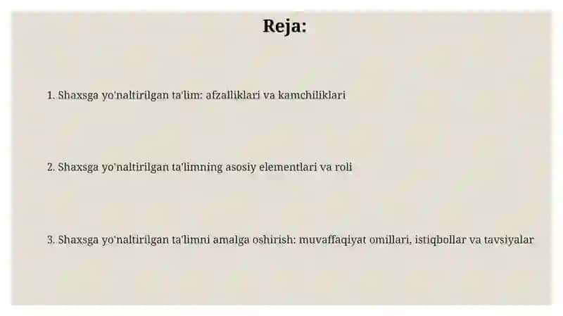 Shaxsga Yo'naltirilgan Ta'lim 2