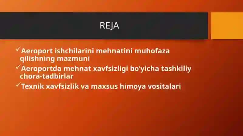 Aeroport ishchilarini mehnatini muhofaza qilish 2