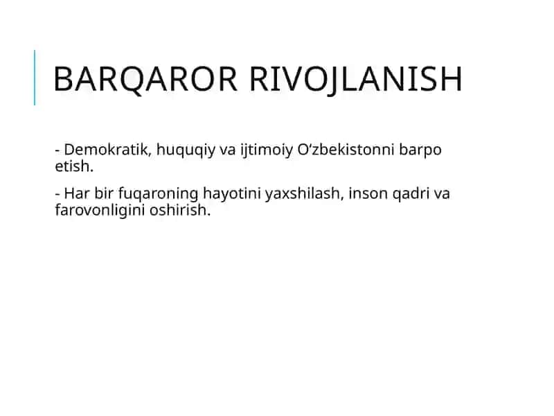 Yangi O‘zbekiston: Barqaror rivojlanish va islohotlar 2