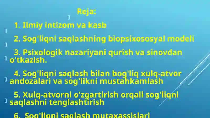 Sog'liqnisaqlash psixologiyasi 2