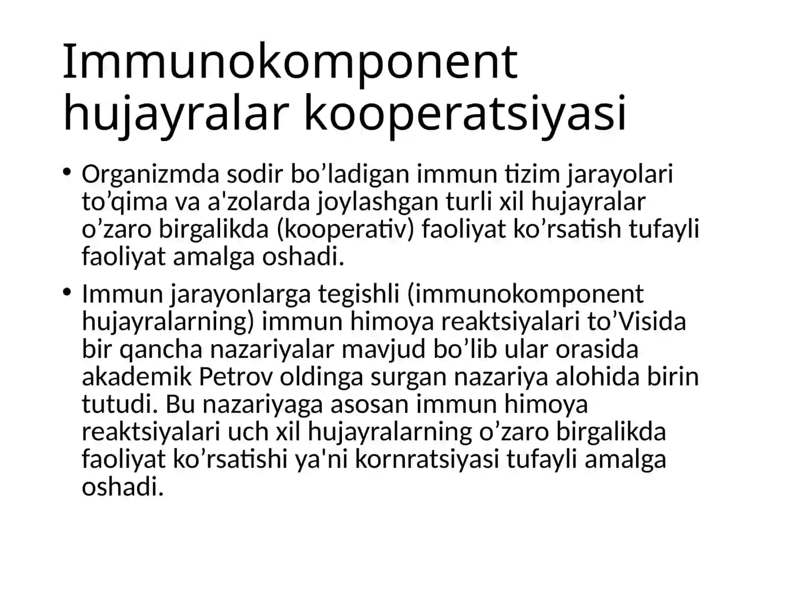 Immunokomponent hujayra kooperatsiyasi 2