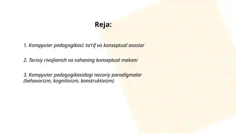 Kompyuter pedagogikasining konseptual asoslari 2