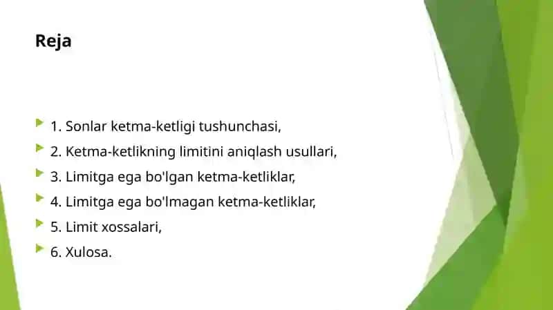 Sonlar ketma-ketligi va uning limiti 2