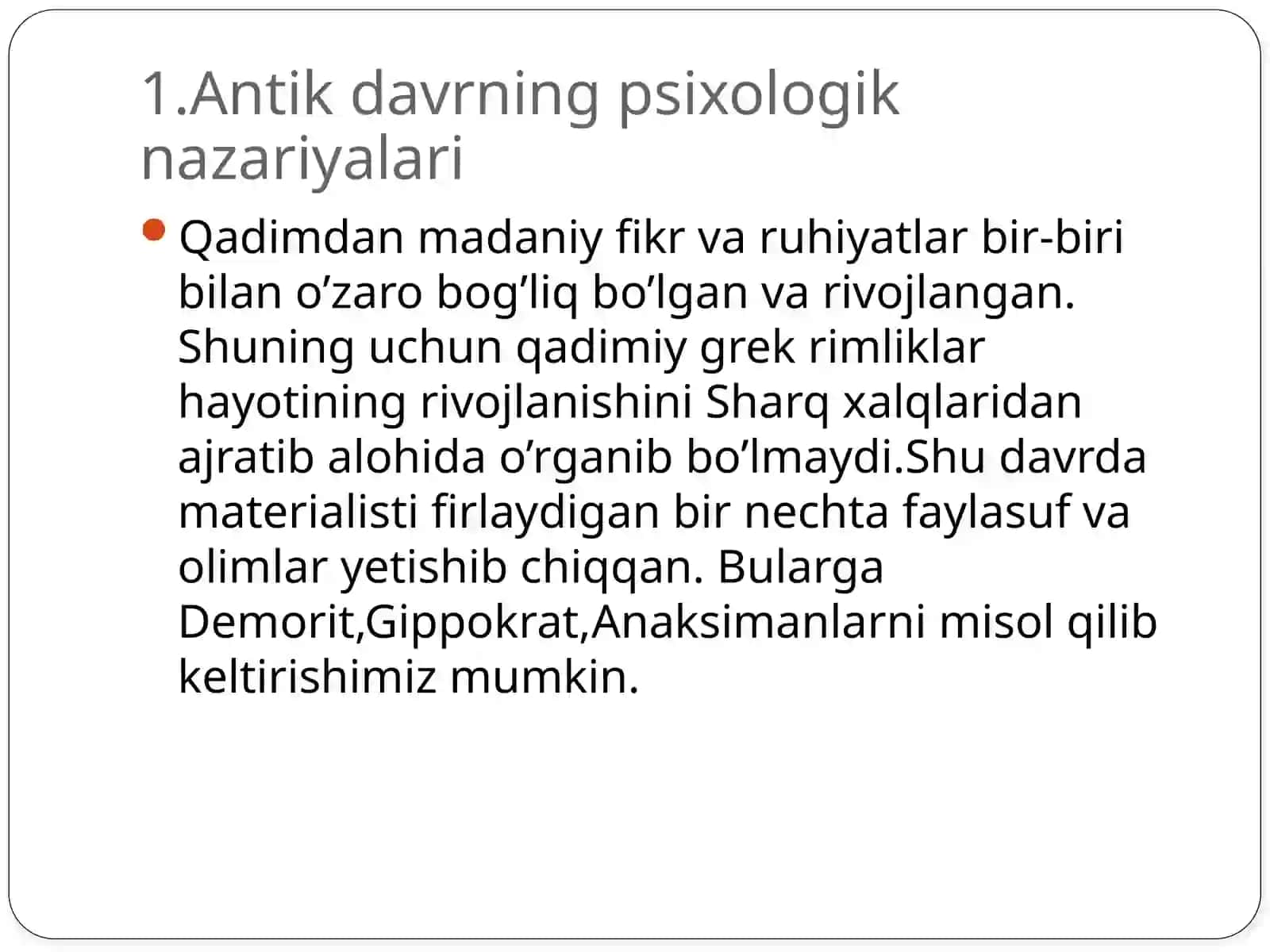 Antikdavrning Psixologik Nazariyalari 2