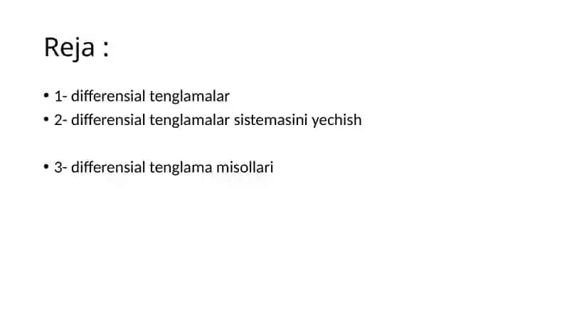 Differensial tenglamalar sistemasini yechish 2