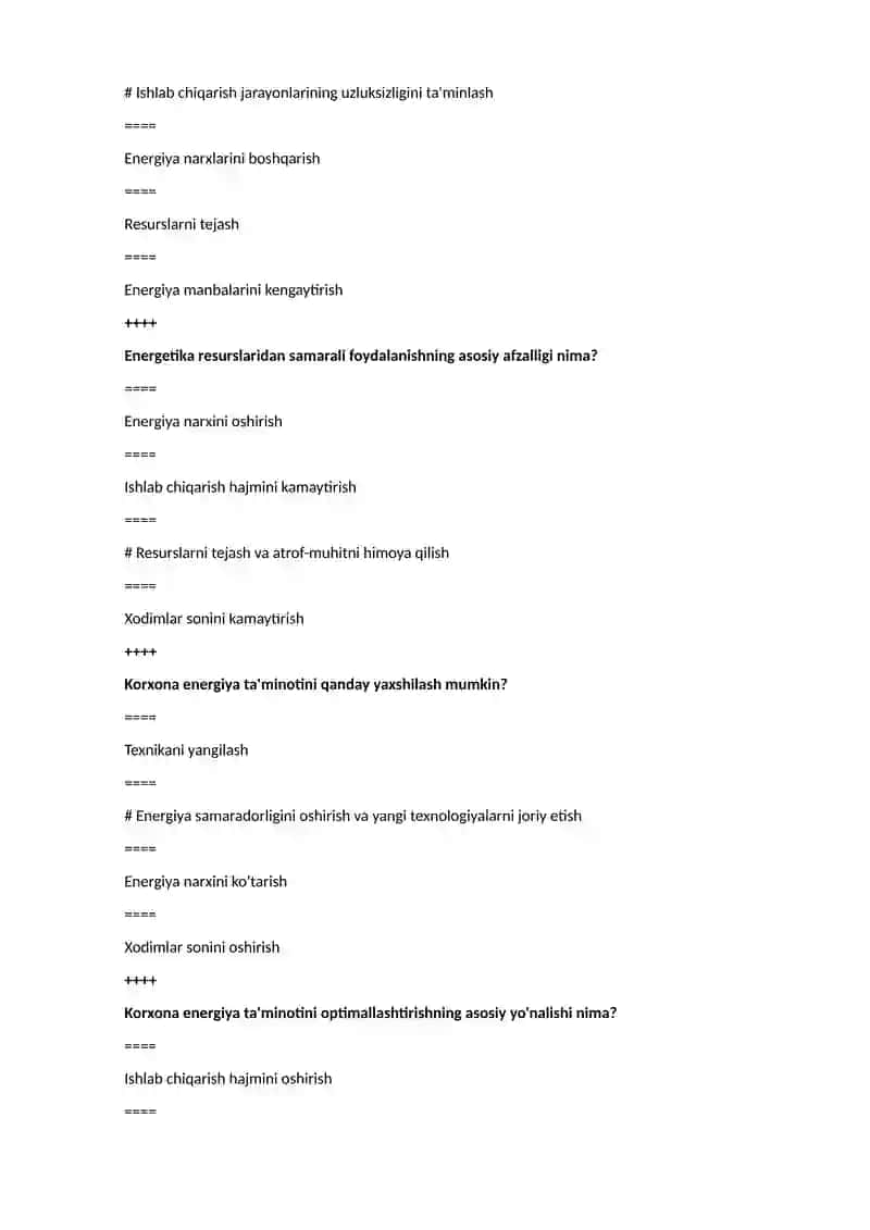 Energetika resurslaridan samarali foydalanish 2