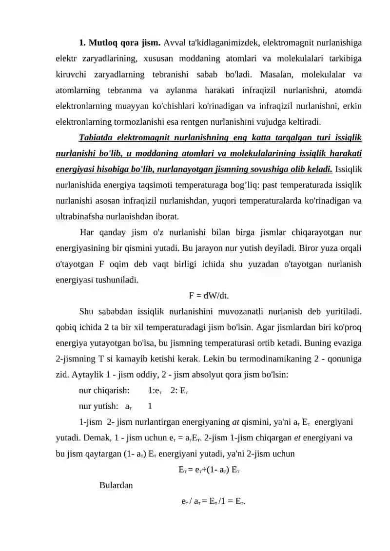 Issiqlik nurlanishi 2