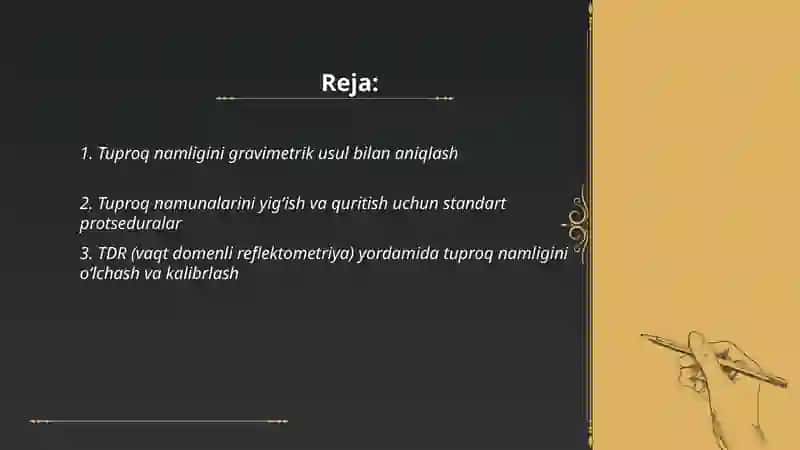 Tuproqdagi namlik miqdorini aniqlash 2