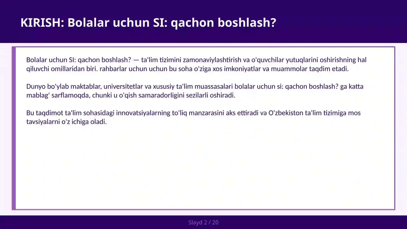 Bolalar uchun SI: qachon boshlash? 2