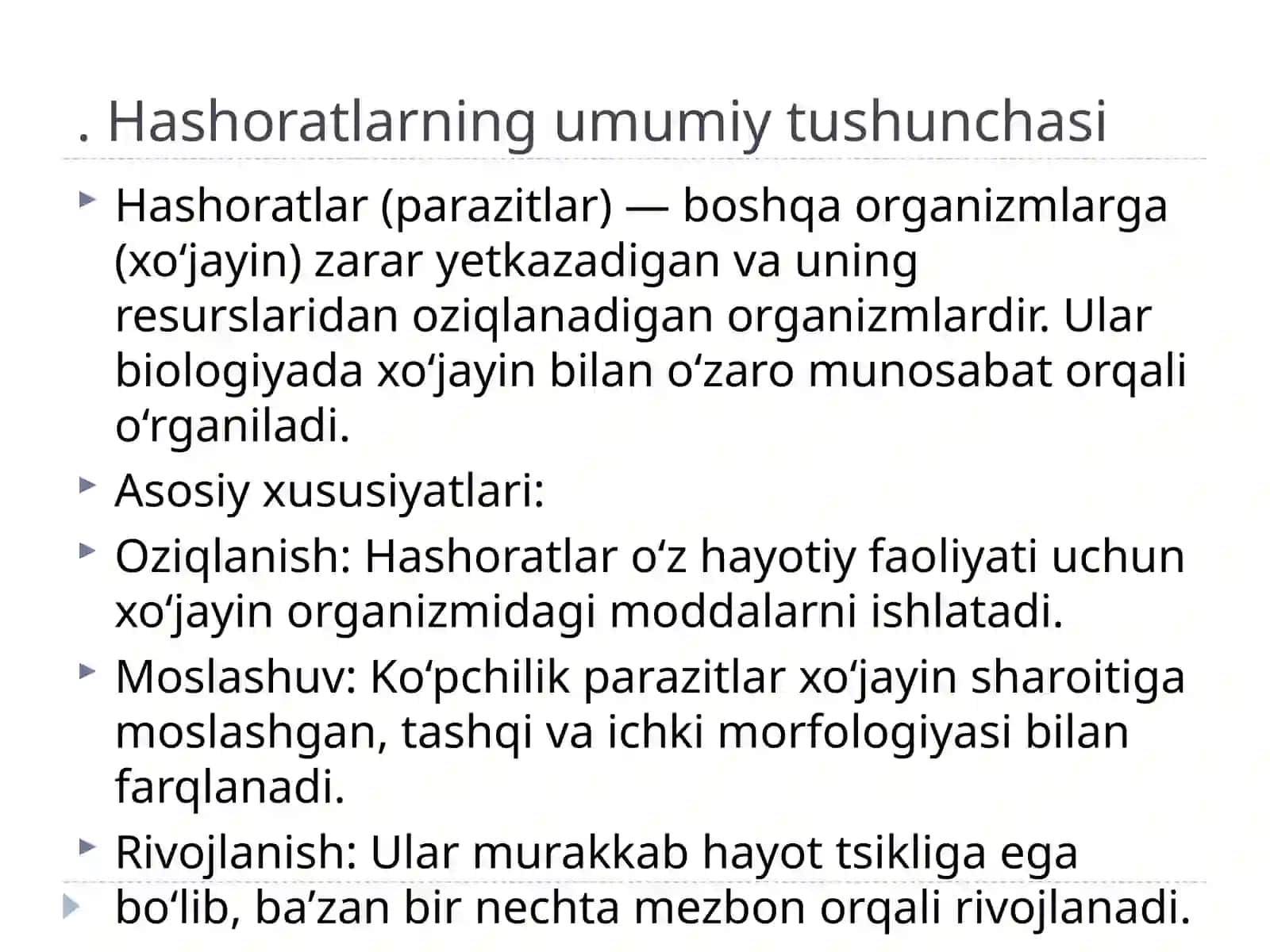 Hashoratlarning rivojlanishi va shakillari 2