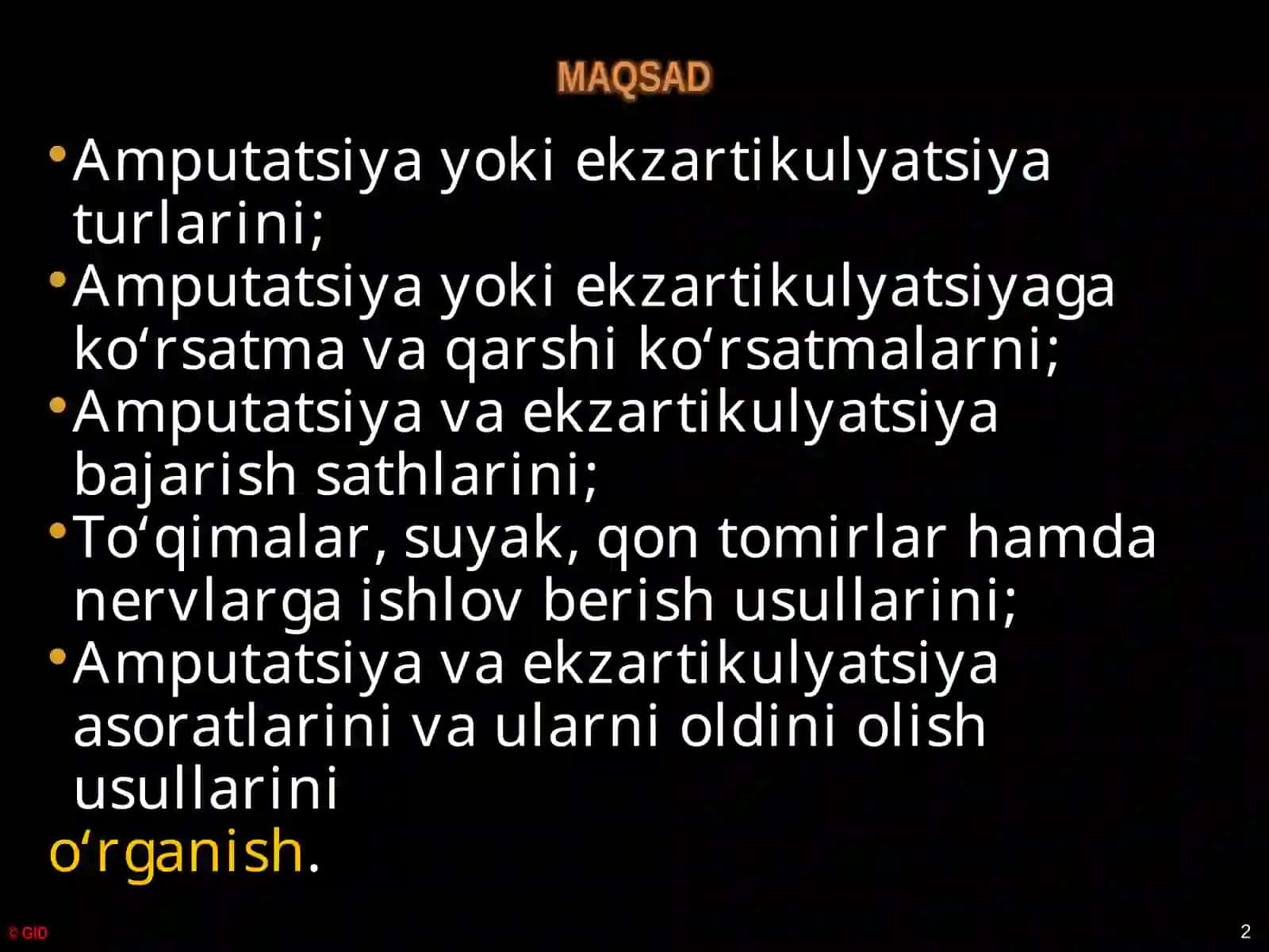 AMPUTATSIYA, EKZARTIKULYATSIYA 2