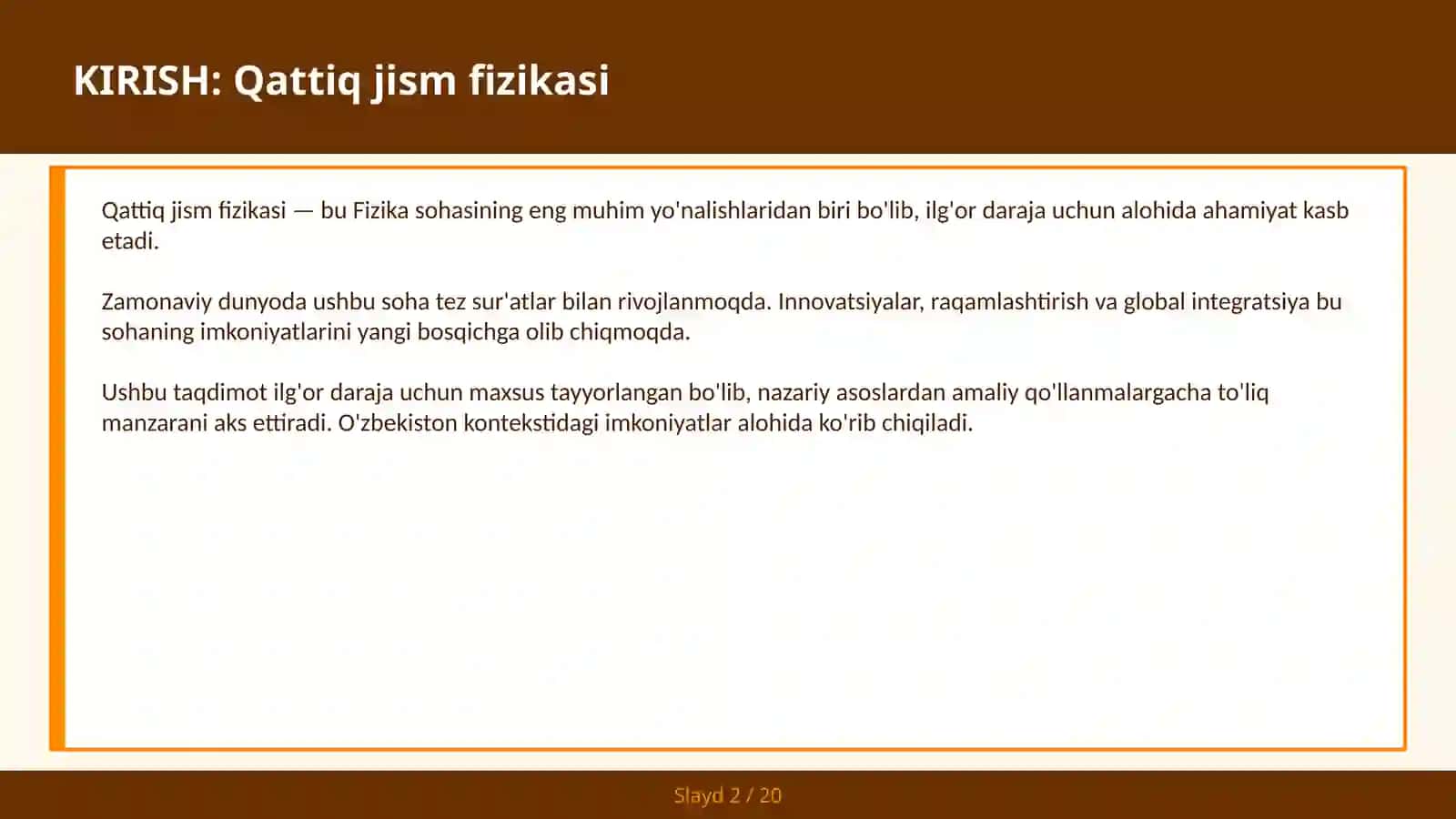 QATTIQ JISM FIZIKASI 2
