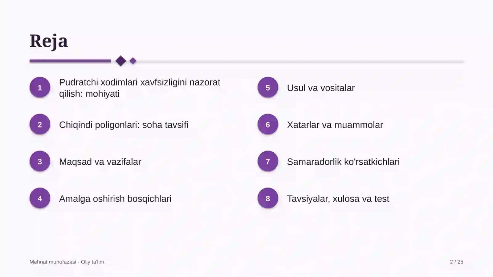 Mehnat muhofazasi · Oliy ta'lim 2
