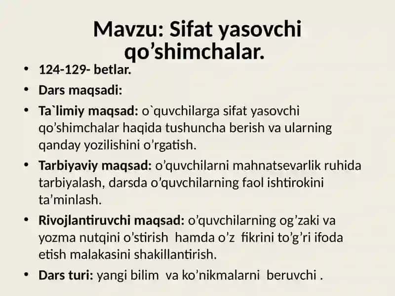 Sifatyasovchi qo’shimchalar 2