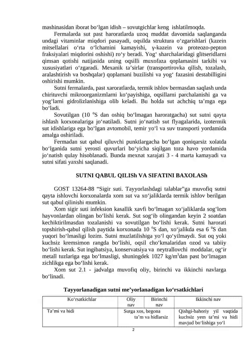 SUTNI QABUL QILISh VA UNGA IShLOV BERISh 2