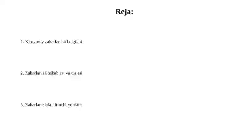 Kimyoviy zaharlanishning belgilari 2