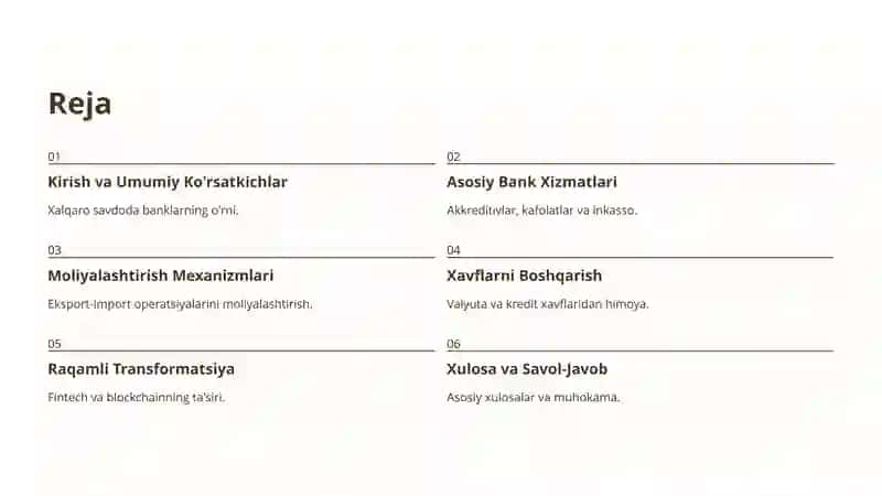 Xalqaro Savdoda BankXizmatlari 2