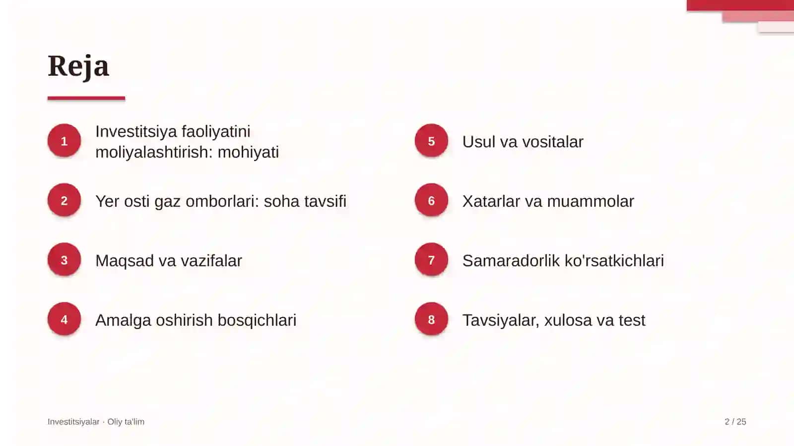 Yer osti gaz omborlarida investitsiya faoliyatini moliyalashtirish 2