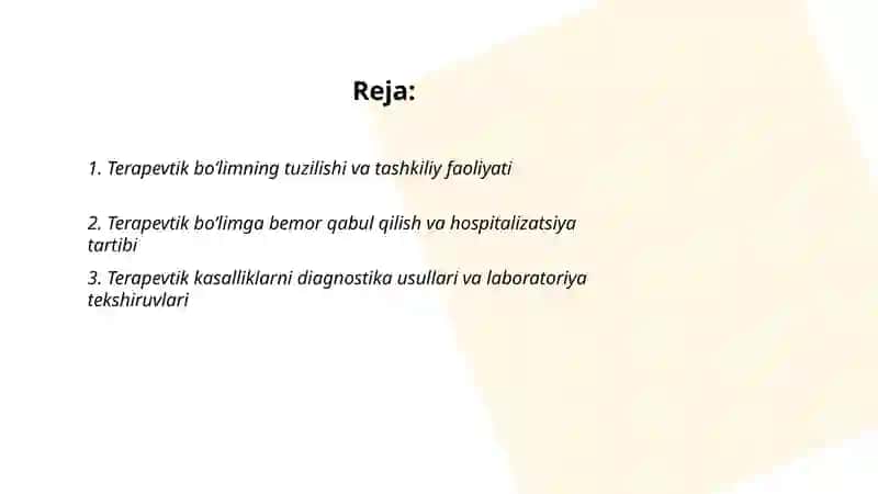 Shifoxonaning tеrapеvtik (davolash) bo’limi 2