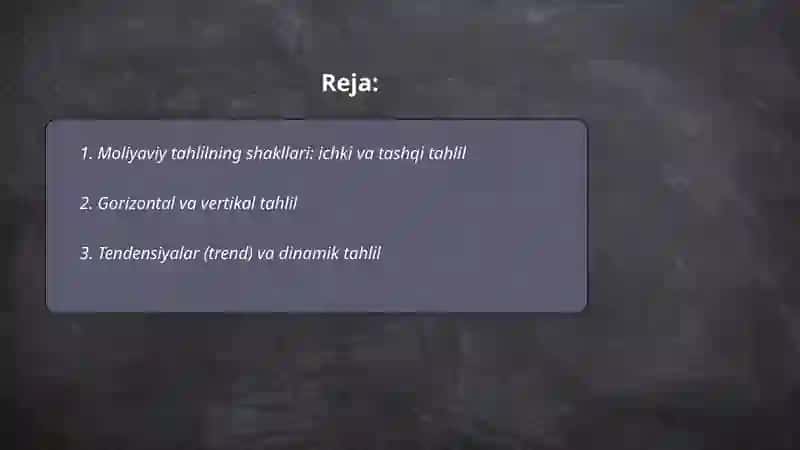 Moliyaviy tahlilning shakllari va xususiyatlari 2