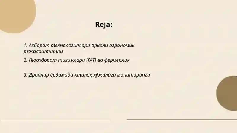 Ахборот технологиялари кишлок хужалиги сохасида. 2