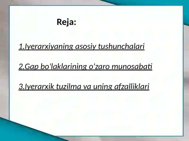Gap boʻlaklarining iyerarxik tuzilishi 2