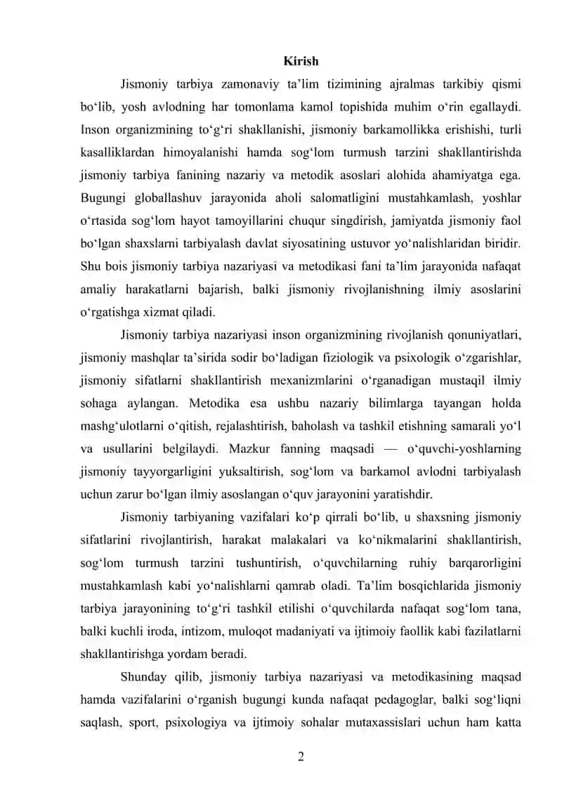 Jismoniy Tarbiya Nazariyasi va Metodikasi 2