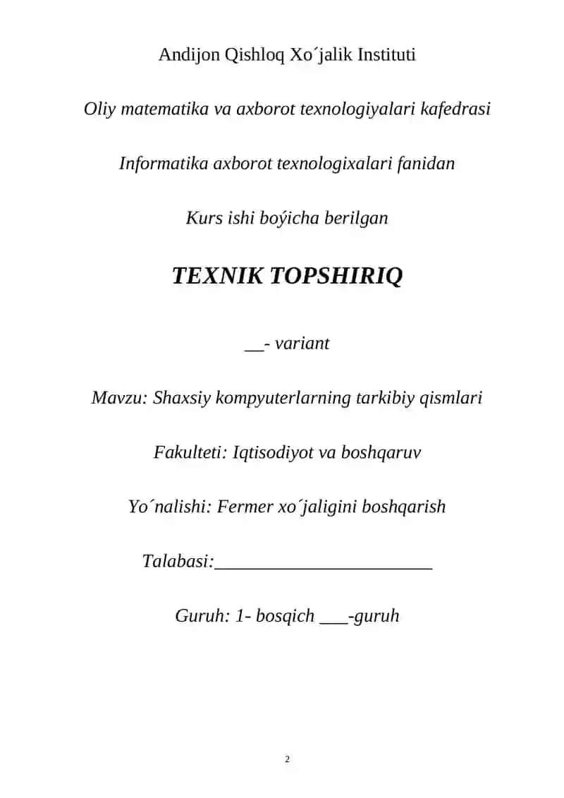 Шахсий компьютерларнинг таркибий қисмлари 2
