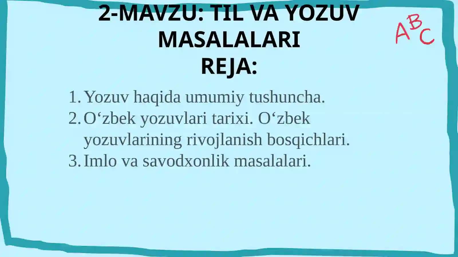 TIL VA YOZUV MASALALARI 2