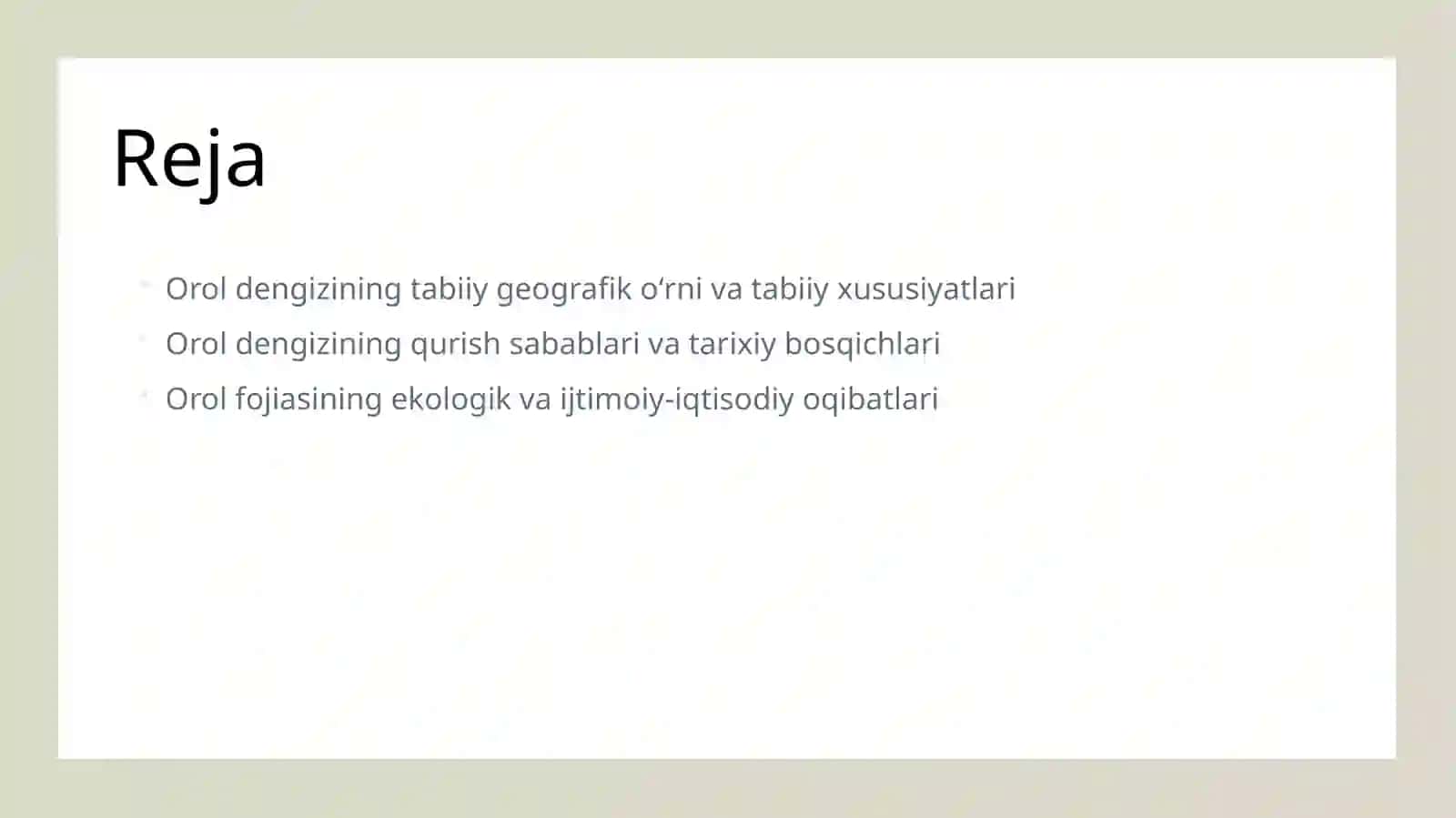 Orol dengizi muammosini oʻrganish 2