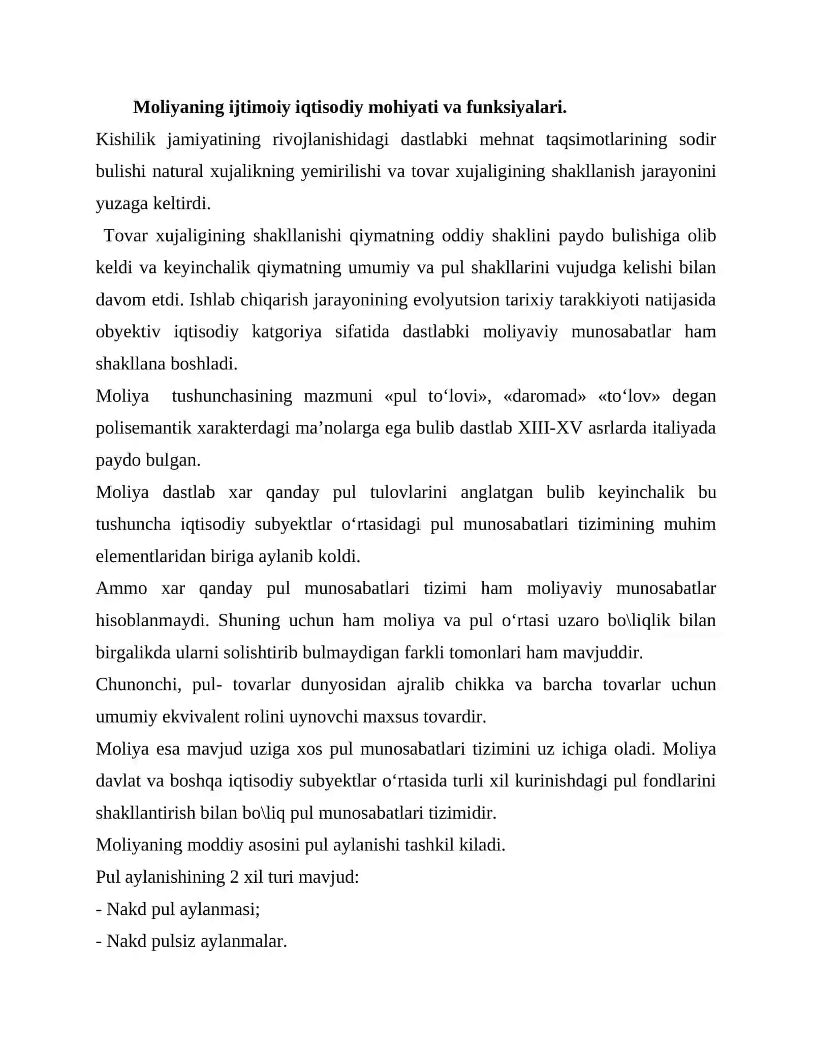Moliyaning ijtimoiy iqtisodiy mohiyati va funksiyalari 2