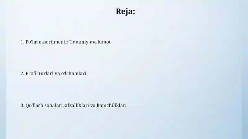 Po'latsortamenti.Sortamentprofillarihaqidaumumiyma'lumot 2