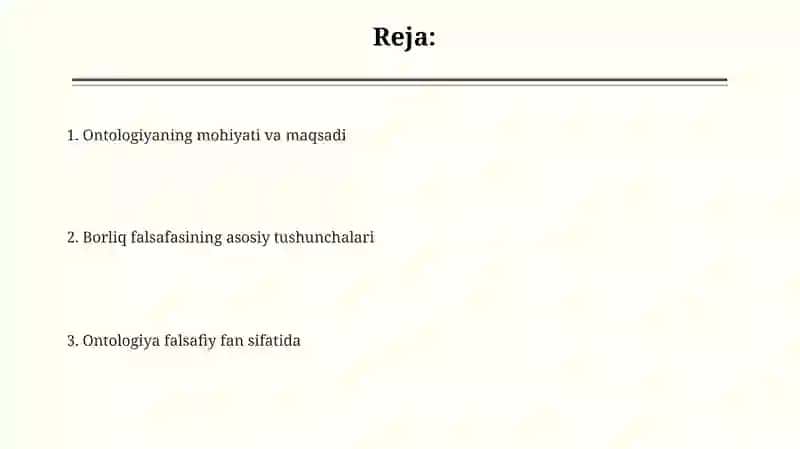 Borliq falsafasining Ontologiyasi 2