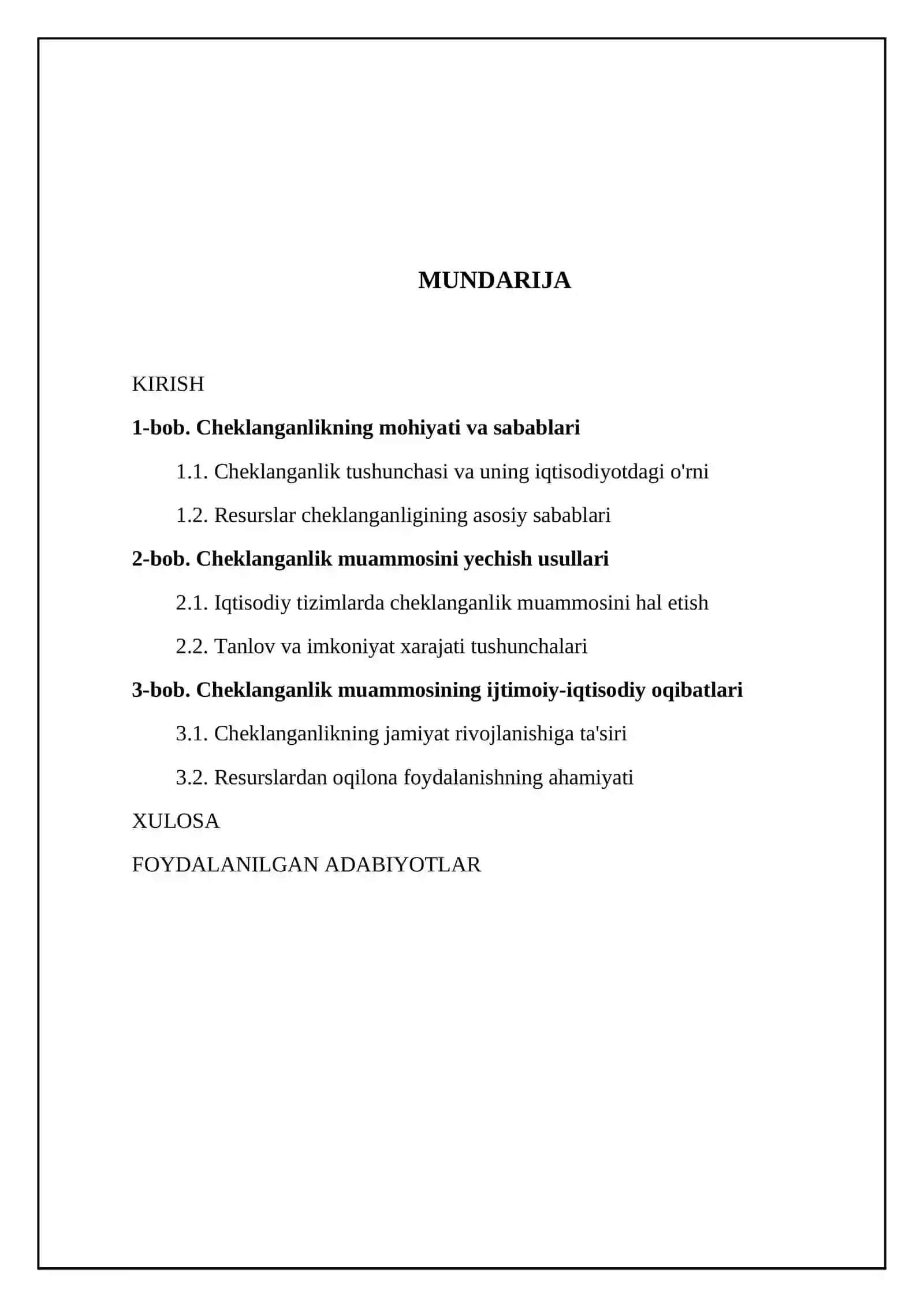 Cheklanganlik muammosi 2