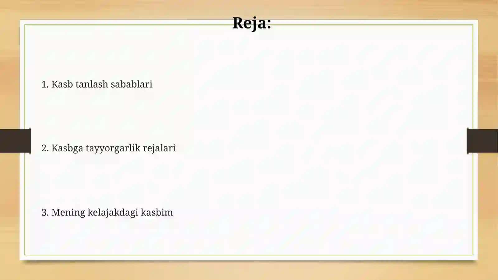 Kasbga tayyorgarlik rejalari 2