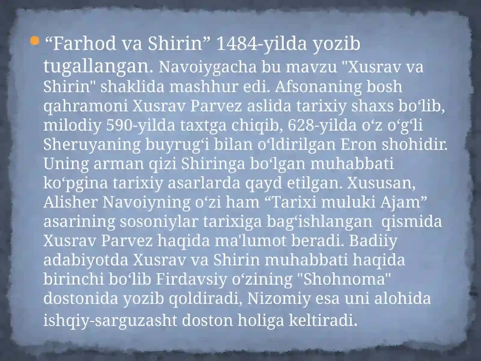 Farhod va Shirin dostoni sharxi 2