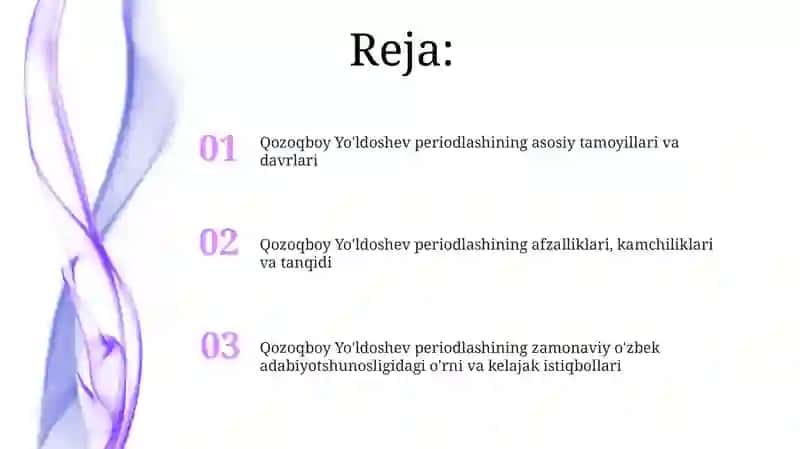 Qozoqboy Yo'ldoshev periodlashi 2
