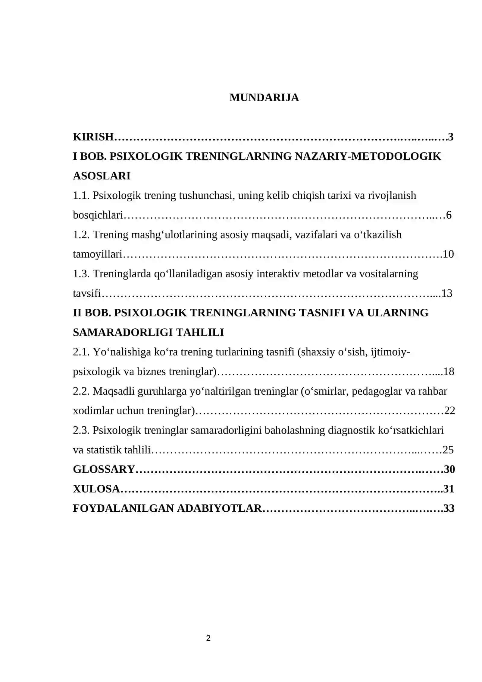 Psixologik treninglar turlari kurs ishi 2