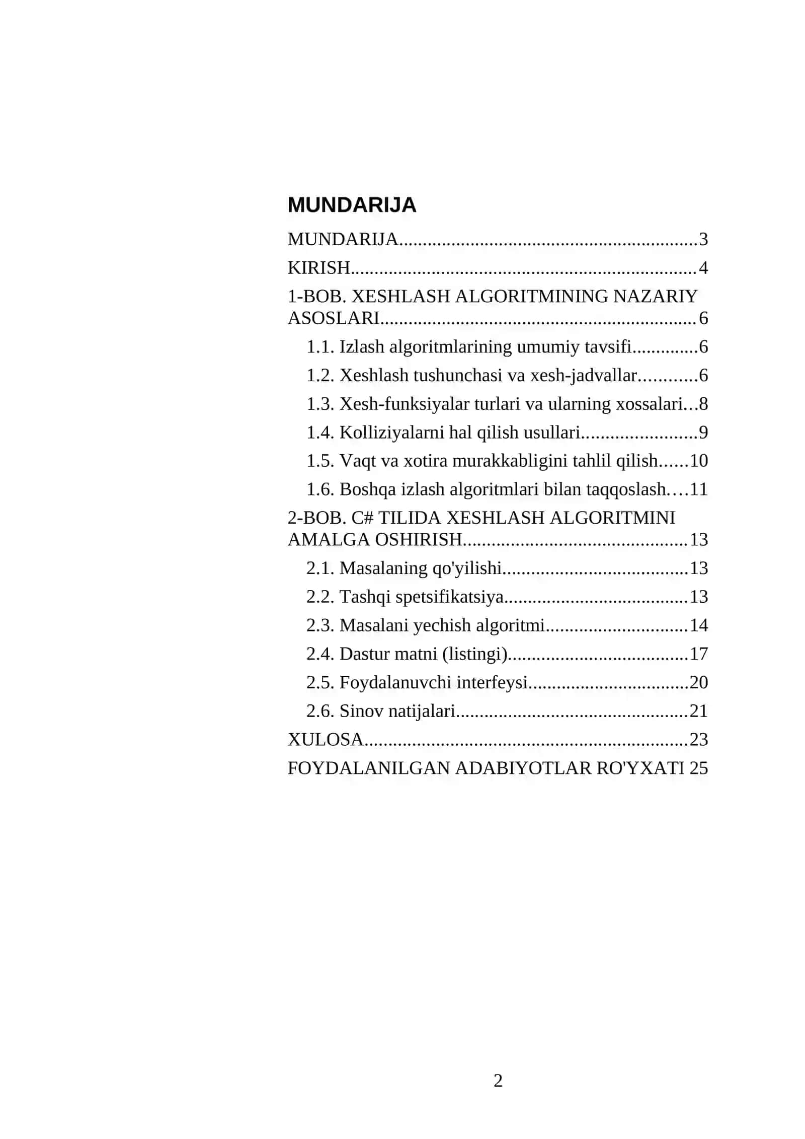 XESHLASH USULIDA IZLASH ALGORITMI VA UNING TAHLILI 2