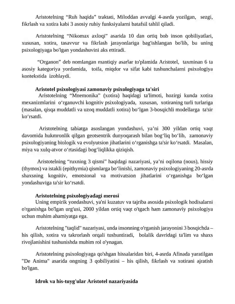 Aristotelning psixologiya faniga doir qarashlari 2