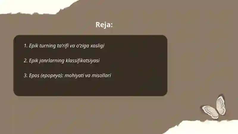 Epik tur va uning janrlari 2