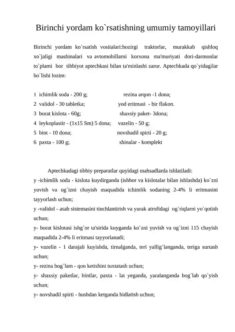 Birinchi yordam ko`rsatishning umumiy tamoyillari 2