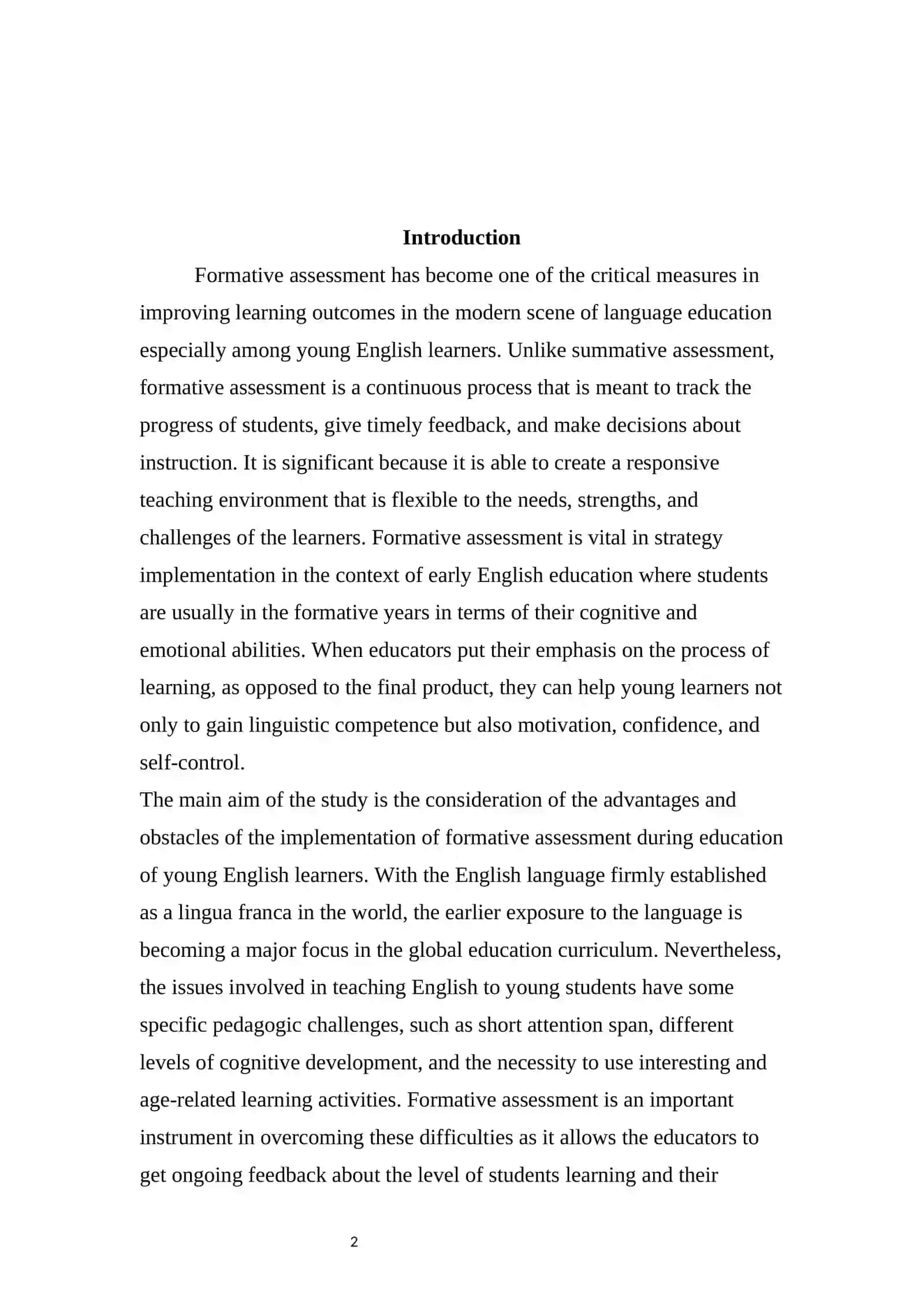 FORMATIVE ASSESSMENT IN YOUNG ENGLISH LEARNERS: BENEFITS AND CHALLENGES 2