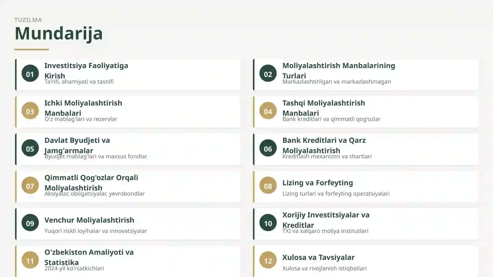 Investitsiya Faoliyatini Moliyalashtirish Manbalari va Usullari 2