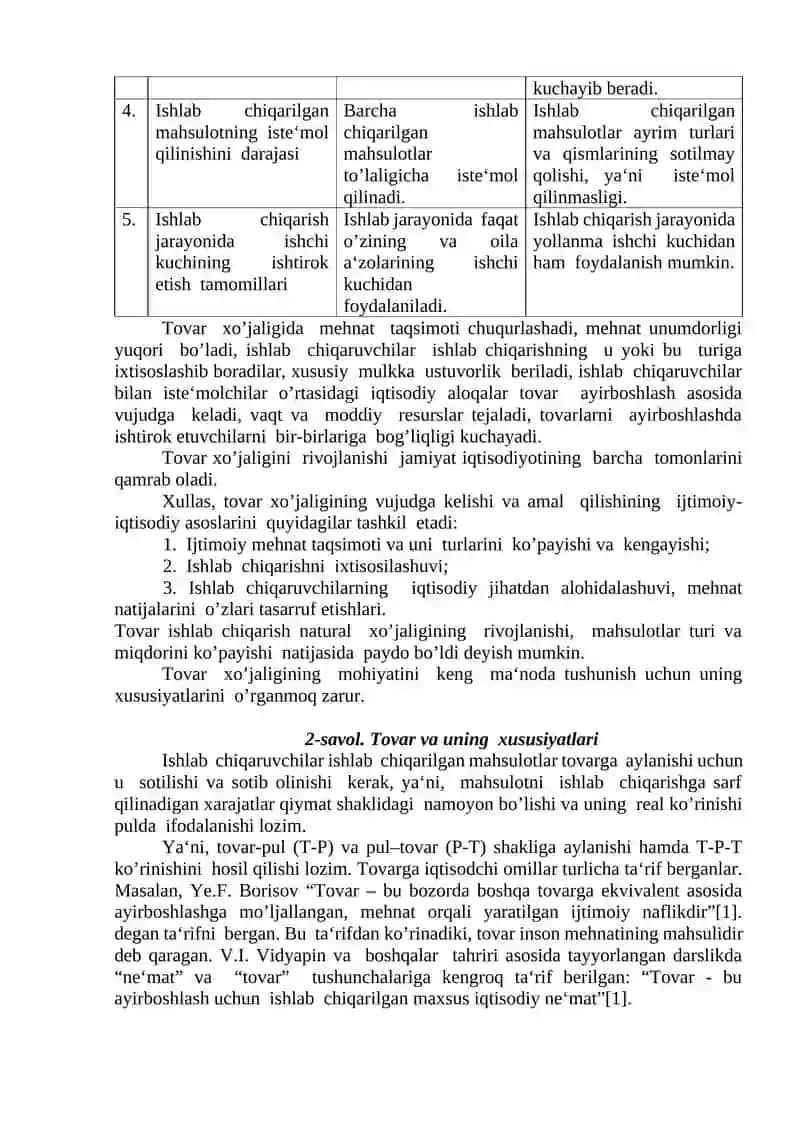 Tovar –pul munosabatlari rivojlanishi 2