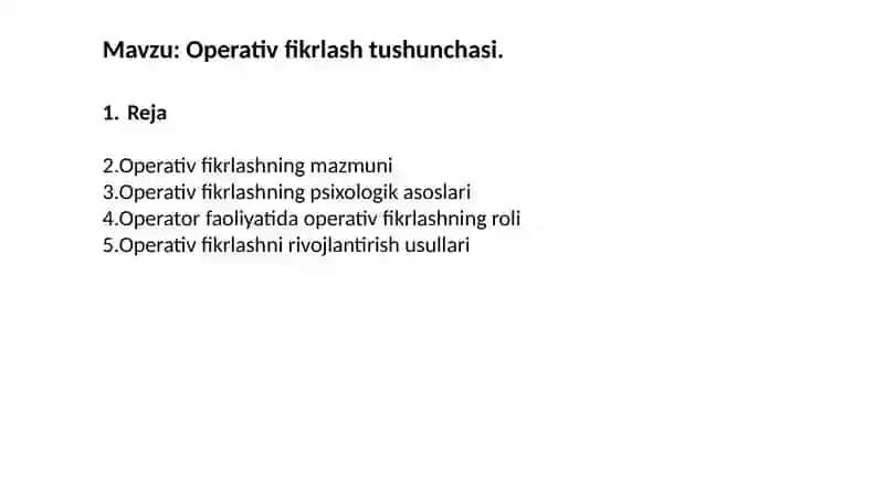 Operativ fikrlash psixologiyasi 2
