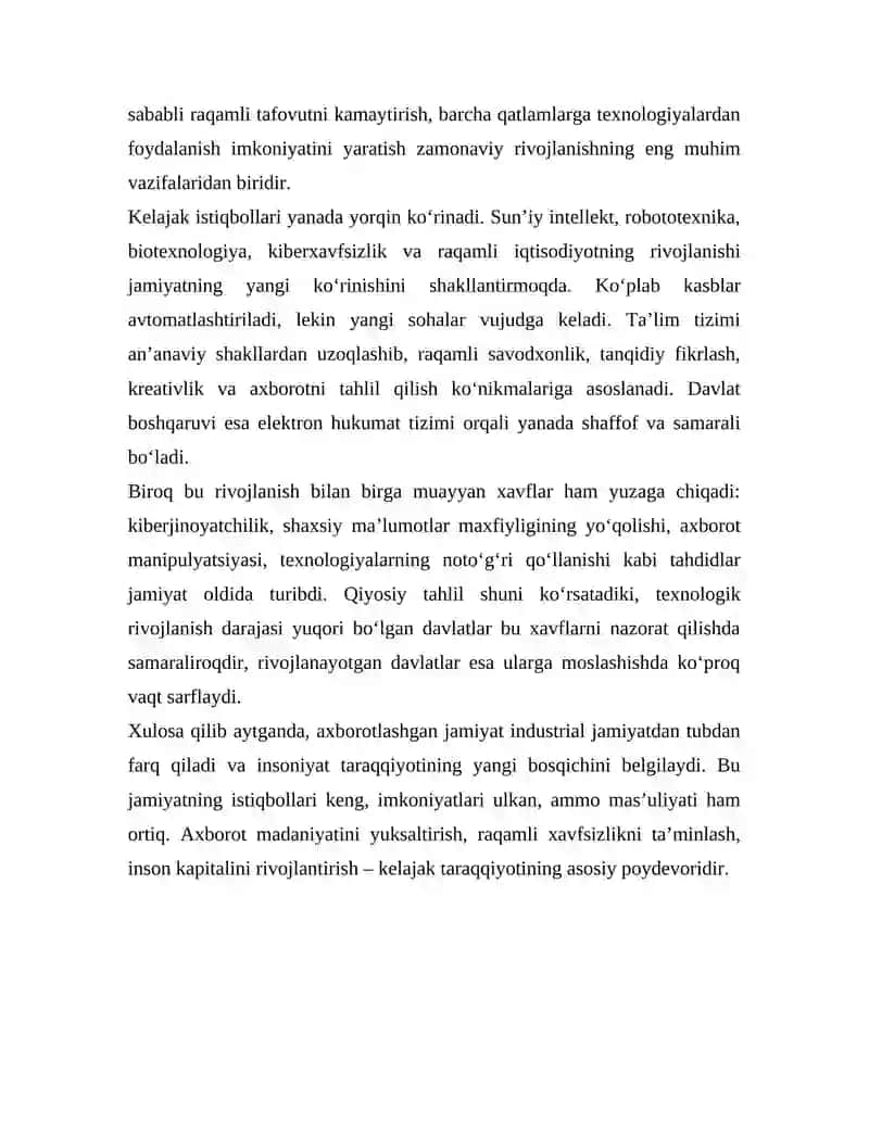 Axborotlashgan jamiyat va uning istiqbollari 2