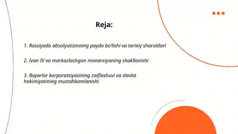 Rossiyada absolyutizmning shakllanishi 2